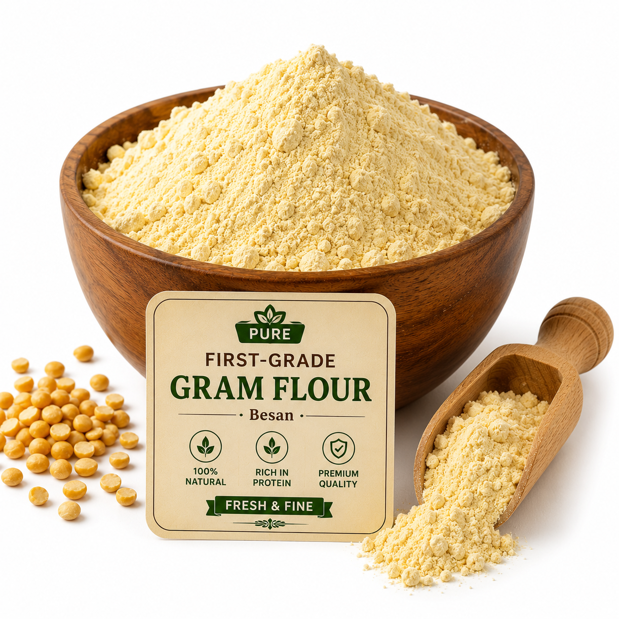 Pure first-grade gram flour (besan)