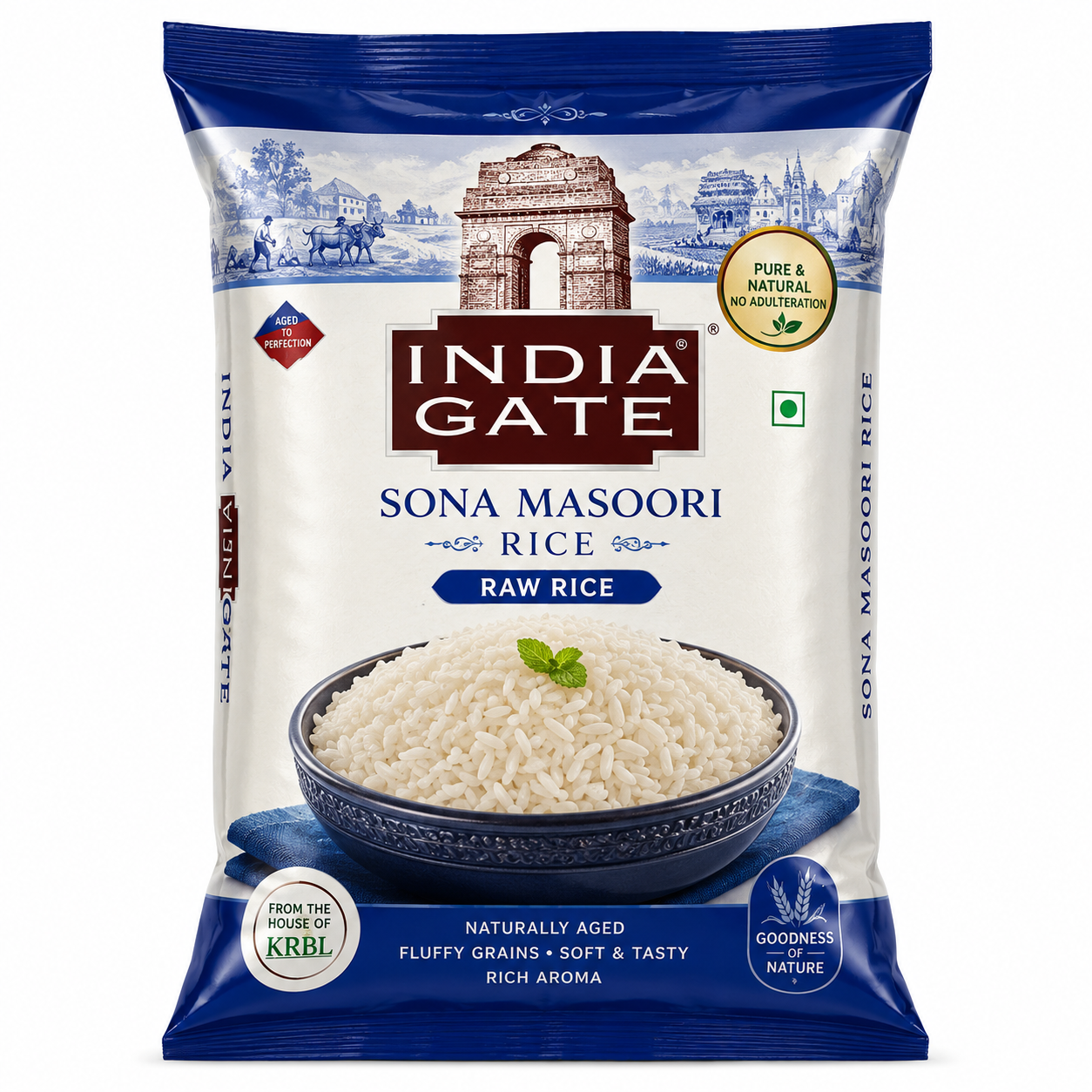 India Gate Sona Masoori Rice - Raw